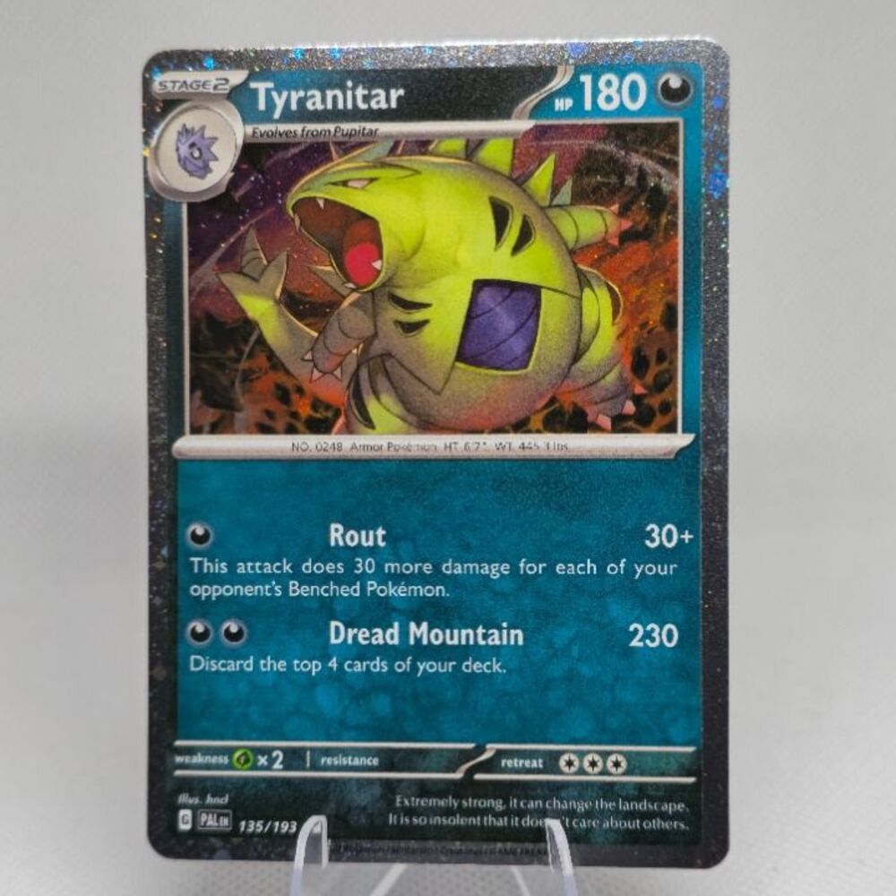Tyranitar Cosmo Holo #135 PAL Paldea Evolved Pokemon